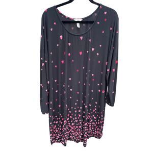 SOMA Womens Nightgown 2XL Black with Hearts Comfortable Cooling Classy Lingerie